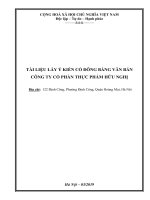 TÀI LIỆU LẤY Ý KIẾN CỔ ĐÔNG BẰNG VĂN BẢN CÔNG TY CỔ PHẦN THỰC PHẨM HỮU NGHỊ