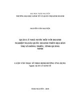 Quản lý nhà nước đối với doanh nghiệp ngoài quốc doanh trên địa bàn thị xã đông triều, tỉnh quảng ninh 