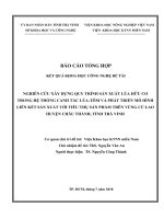 NGHIÊN CỨU XÂY DỰNG QUY TRÌNH SẢN XUẤT LÚA HỮU CƠ TRONG HỆ THỐNG CANH TÁC LÚA-TÔM VÀ PHÁT TRIỂN MÔ HÌNH LIÊN KẾT SẢN XUẤT VỚI TIÊU THỤ SẢN PHẨM