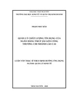 Quản lý chất lượng tín dụng của ngân hàng TMCP sài gòn công thương chi nhánh lào cai 