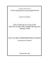 Tăng cường quản lý nhà nước đối với các khu công nghiệp trên địa bàn tỉnh bắc ninh 