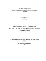 Tăng cường quản lý nhà nước đối với các khu công nghiệp trên địa bàn tỉnh bắc ninh 
