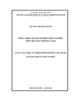 Phát triển doanh nghiệp nông nghiệp trên địa bàn tỉnh Bắc Kạn (Luận văn thạc sĩ)