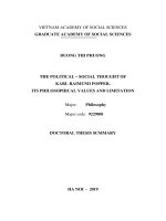 Tư tưởng chính trị   xã hội của karl raimund popper  những giá trị và hạn chế về mặt triết học tt tiếng anh