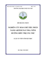 Nghiên cứu bào chế tiểu phân nano artesunat pha tiêm hướng điều trị ung thư