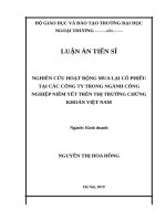 Nghiên cứu hoạt động mua lại cổ phiếu tại các công ty trong ngành công nghiệp niêm yết trên thị trường chứng khoán việt nam