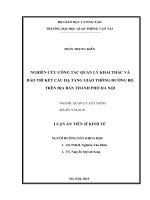 Nghiên cứu công tác quản lý khai thác và bảo trì kết cấu hạ tầng giao thông đường bộ trên địa bàn thành phố hà nội