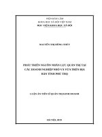 Phát triển nguồn nhân lực quản trị tại các doanh nghiệp nhỏ và vừa trên địa bàn tỉnh phú thọ