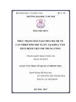 Thực trạng đào tạo cho cha mẹ về can thiệp sớm trẻ tự kỷ tại khoa tâm thần bệnh viện nhi trung ương