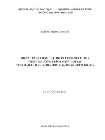 Hoàn thiện công tác quản lý chất lượng thiết kế công trình thủy lợi tại viện đào tạo và khoa học ứng dụng miền trung 
