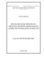 BỔ SUNG một số đặc điểm hòa âm THẾ kỷ XX vào CHƯƠNG TRÌNH GIẢNG dạy tại học VIỆN âm NHẠC QUỐC GIA VIỆT NAM