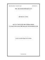 Quản lý nhà nước đối với hoạt động của đạo công giáo trên địa bàn thành phố hà nội 