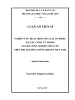 Nghiên cứu hoạt động mua lại cổ phiếu tại các công ty trong ngành công nghiệp niêm yết trên thị trường chứng khoán Việt Nam (Luận án tiến sĩ)