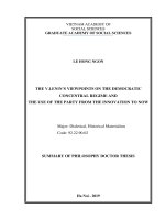 Quan điểm của v i lênin về chế độ tập trung dân chủ và sự vận dụng của đảng ta từ khi đổi mới đến nay tt tiếng anh 