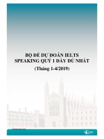 Bộ đề dự đoán IELTS speaking quý 2019