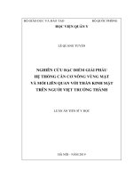 (Luận án tiến sĩ) Nghiên cứu đặc điểm giải phẫu hệ thống cân cơ nông vùng mặt và mối liên quan với thần kinh mặt trên người Việt trưởng thành