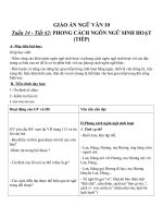 Giáo án Ngữ văn 10 tuần 14: Bài giảng Ngữ văn 10 tuần 14: Phong cách ngôn ngữ sinh hoạt (tt)