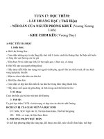 Giáo án Ngữ văn 10 tuần 17: Đọc thêm Thơ hai cu của ba sô, lầu hoàng hạc, nổi oan người phòng khuê, khe chim kêu