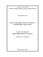 (Luận văn thạc sĩ) Quản lý bảo hiểm tài sản tại Công ty Bảo hiểm BIDV Thái Nguyên