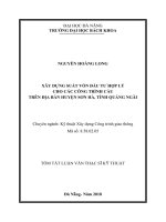 Xây dựng suất vốn đầu tư hợp lý cho các công trình cầu trên địa bàn huyện Sơn Hà, tỉnh Quảng Ngãi