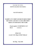 Nghiên cứu thiết kế bộ ổn định nhiệt độ nước làm mát và dầu bôi trơn động cơ cho băng thử Elbe