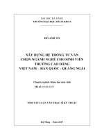 Xây dựng hệ thống tư vấn chọn ngành nghề cho sinh viên trường Cao đẳng Việt Nam - Han Quốc - Quảng Ngãi