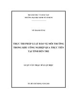 Thực thi pháp luật bảo vệ môi trường trong khu công nghiệp qua thực tiễn tại tỉnh bến tre 