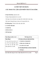 Giáo án Ngữ văn 11 tuần 11: Luyện tập vận dụng kết hợp các thao tác lập luận phân tích và so sánh