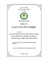Các giải pháp chủ yếu nhằm tăng cường quản trị vốn lưu động tại công ty cổ phần nhựa thiếu niên tiền phong 