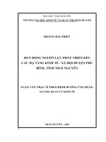 Huy động nguồn lực phát triển kết cấu hạ tầng kinh tế   xã hội huyện phú bình, tỉnh thái nguyên 