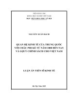Quan hệ kinh tế của trung quốc với châu phi từ năm 2000 đến nay và gợi ý chính sách cho việt nam
