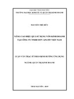 Nâng cao hiệu quả sử dụng vốn kinh doanh tại Công ty TNHH một thành viên Apatit Việt Nam (Luận văn thạc sĩ)