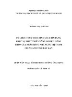 Tổ chức thực thi chính sách tín dụng phục vụ phát triển nông nghiệp, nông thôn của ngân hàng nhà nước việt nam chi nhánh tỉnh bắc kạn 