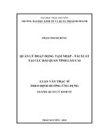 Quản lý hoạt động tạm nhập  tái xuất tại Cục hải quan tỉnh Lào Cai (Luận văn thạc sĩ)
