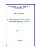 Hoàn thiện công tác kiểm tra thuế đối với các doanh nghiệp có vốn đầu tư nước ngoài tại cục thuế tỉnh bắc ninh 