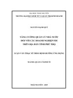 Tăng cường quản lý nhà nước đối với các doanh nghiệp FDI trên địa bàn tỉnh Phú Thọ (Luận văn thạc sĩ)