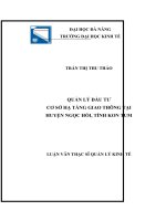 Luận Văn Thạc Sĩ Quản Lý Kinh Tế: Quản Lý Đầu Tư Cơ Sở Hạ Tầng Giao Thông Tại Huyện Ngọc Hồi