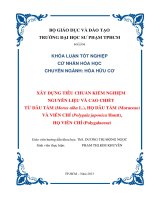 Xây dựng tiêu chuẩn kiểm nghiệm nguyên liệu và cao chiết từ dâu tằm (morus alba l ), họ dâu tằm và viễn chí, họ viễn chí (polygalaceae)