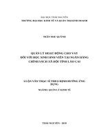 Quản lý hoạt động cho vay đối với học sinh sinh viên tại ngân hàng chính sách xã hội tỉnh lào cai 