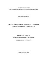 Quản lý hoạt động tạm nhập   tái xuất tại cục hải quan tỉnh lào cai 