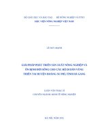 Giải pháp phát triển sản xuất nông nghiệp và ổn định đời sống cho các hộ di dân vùng thiên tai huyện hoàng su phì, tỉnh hà giang 