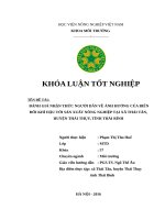 ĐÁNH GIÁ NHẬN THỨC NGƯỜI DÂN VỀ ẢNH HƯỞNG CỦA BIẾN ĐỔI KHÍ HẬU TỚI SẢN XUẤT NÔNG NGHIỆP TẠI XÃ THÁI TÂN, THÁI THỤY, THÁI BÌNH