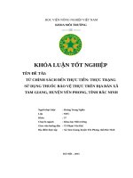 ĐỀ TÀI TỪ CHÍNH SÁCH ĐẾN THỰC TIỄN: THỰC TRẠNG SỬ DỤNG THUỐC BẢO VỆ THỰC TRÊN ĐỊA BÀN XÃ TAM GIANG, YÊN PHONG, BẮC NINH
