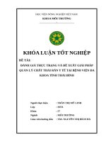 ĐỀ TÀI ĐÁNH GIÁ THỰC TRẠNG VÀ ĐỀ XUẤT GIẢI PHÁP QUẢN LÝ CHẤT THẢI RẮN Y TẾ TẠI BỆNH VIỆN ĐA KHOA TỈNH THÁI BÌNH
