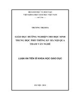 GIÁO DỤC HƯỚNG NGHIỆP CHO HỌC SINH TRUNG HỌC PHỔ THÔNG KV HÀ NỘI QUA THAM VẤN NGHỀ