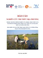 BÁO CÁO NGHIÊN CỨU TRI THỨC ĐỊA PHƢƠNG - NHẬN THỨC CỦA NGƢỜI DÂN Ở ĐỒNG BẰNG SÔNG CỬU LONG VỀ TÀI NGUYÊN THỦY SẢN SÔNG MÊ CÔNG