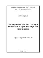 ĐIỀU KIỆN KINH DOANH DỊCH VỤ DU LỊCH THEO PHÁP LUẬT VIỆT NAM TỪ THỰC TIỄN TỈNH NINH BÌNH