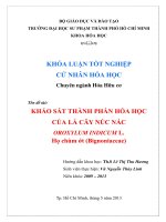 KHẢO SÁT THÀNH PHẦN HÓA HỌC CỦA LÁ CÂY NÚC NÁC OROXYLUM INDICUM L. Họ chùm ớt (Bignoniaceae)