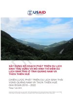 XÂY DỰNG KẾ HOẠCH PHÁT TRIỂN DU LỊCH SINH THÁI VÙNG VÀ MÔ HÌNH THÍ ĐIỂM DU LỊCH SINH THÁI Ở TỈNH QUẢNG NAM VÀ THỪA THIÊN HUẾ