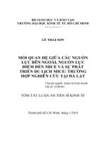 Mối quan hệ giữa các nguồn lực bên ngoài, nguồn lực điểm đến MICE và sự phát triển du lịch MICE   trường hợp nghiên cứu tại đà lạt  tt 
